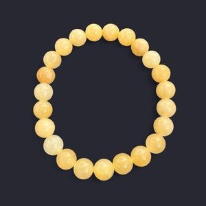 Yellow Calcite Gemstone Bead Bracelet 8mm